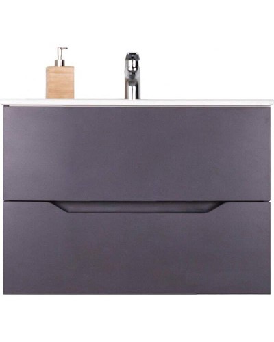 Тумба с раковиной Orange Line 80 Li-80Tug+Ra подвесная Графит матовый