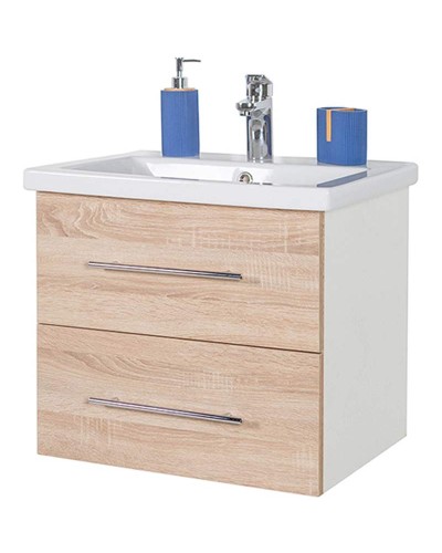 Тумба с раковиной Orange Бриз 60 Br-60TUW+Ra подвесная Дуб Белая