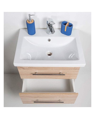 Тумба с раковиной Orange Бриз 60 Br-60TUW+Ra подвесная Дуб Белая