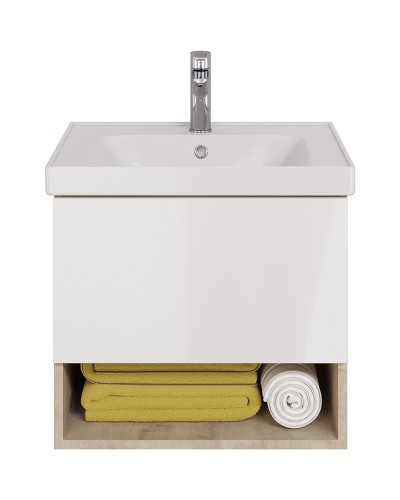 Тумба под раковину Dreja Perfecto 60 99.0811 подвесная Дуб эврика Белый