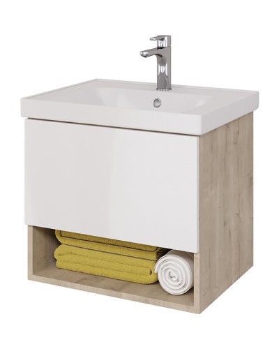 Тумба под раковину Dreja Perfecto 60 99.0811 подвесная Дуб эврика Белый