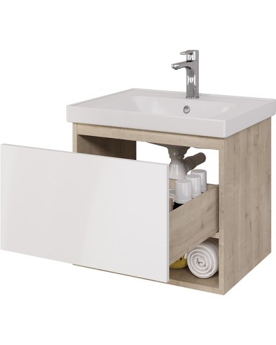 Тумба под раковину Dreja Perfecto 60 99.0811 подвесная Дуб эврика Белый