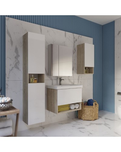 Тумба под раковину Dreja Perfecto 60 99.0811 подвесная Дуб эврика Белый