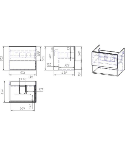 Тумба под раковину Dreja Perfecto 60 99.0811 подвесная Дуб эврика Белый