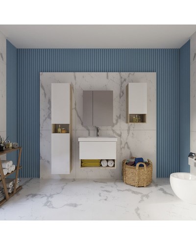 Тумба под раковину Dreja Perfecto 70 99.0812 подвесная Дуб эврика Белый