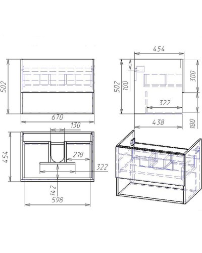 Тумба под раковину Dreja Perfecto 70 99.0812 подвесная Дуб эврика Белый