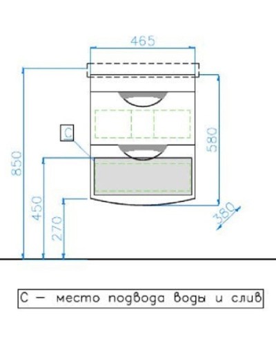 Тумба под раковину Style Line Жасмин 2 50 Люкс Plus ЛС-000010039 подвесная Белый глянец