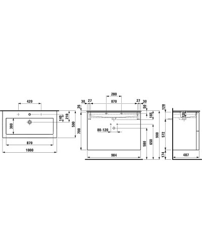 Тумба с раковиной Laufen Kartell 100 8.6033.7.640.104.1 подвесная Белая