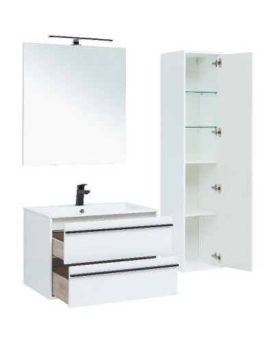 Тумба под раковину Aquanet Lino 80 253903 подвесная Белая матовая