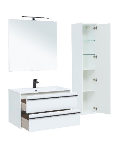 Тумба под раковину Aquanet Lino 90 253904 подвесная Белая матовая