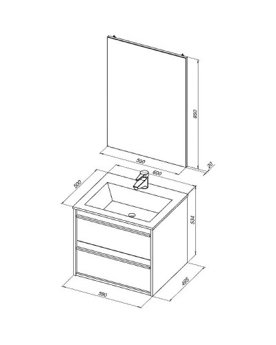 Тумба под раковину Aquanet Lino 60 253910 подвесная Дуб веллингтон