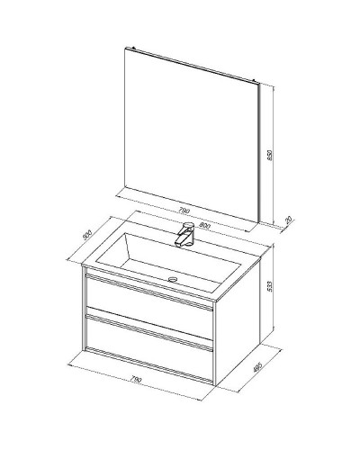 Тумба под раковину Aquanet Lino 80 253912 подвесная Дуб веллингтон