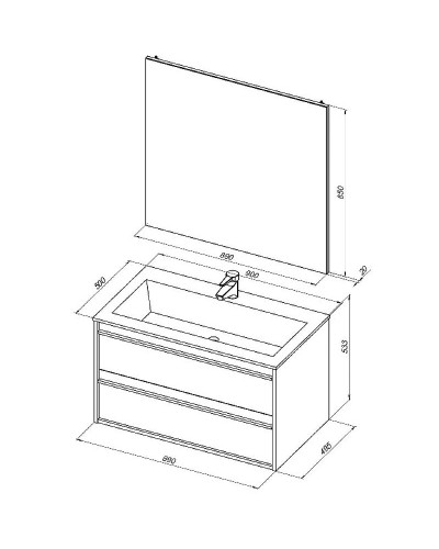 Тумба под раковину Aquanet Lino 90 253913 подвесная Дуб веллингтон