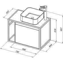 Тумба под раковину Aquanet Nova Lite Loft 75R 261653 подвесная Дуб рошелье