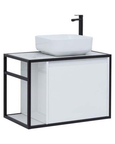 Тумба под раковину Aquanet Nova Lite Loft 75R 261649 подвесная Белый глянец