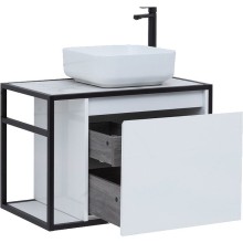 Тумба под раковину Aquanet Nova Lite Loft 75R 261649 подвесная Белый глянец