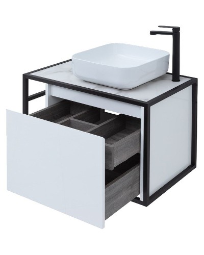 Тумба под раковину Aquanet Nova Lite Loft 75R 261649 подвесная Белый глянец