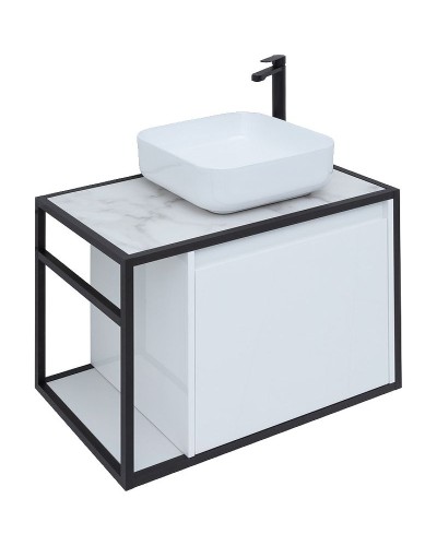 Тумба под раковину Aquanet Nova Lite Loft 75R 261649 подвесная Белый глянец