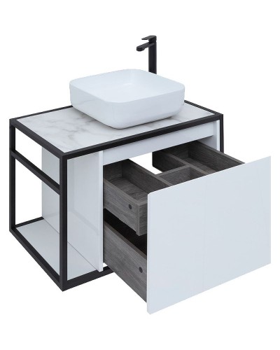 Тумба под раковину Aquanet Nova Lite Loft 75R 261649 подвесная Белый глянец