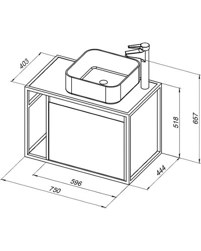 Тумба под раковину Aquanet Nova Lite Loft 75R 261649 подвесная Белый глянец