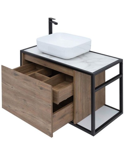 Тумба под раковину Aquanet Nova Lite Loft 75L 261658 подвесная Дуб рустикальный