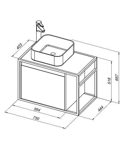 Тумба под раковину Aquanet Nova Lite Loft 75L 261658 подвесная Дуб рустикальный