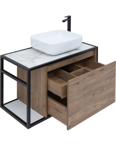 Тумба под раковину Aquanet Nova Lite Loft 75R 261657 подвесная Дуб рустикальный