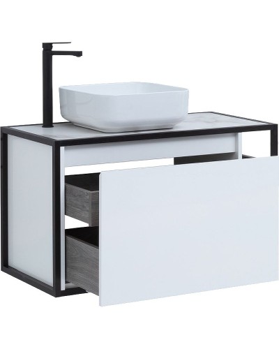 Тумба под раковину Aquanet Nova Lite Loft 90L 261652 подвесная Белый глянец