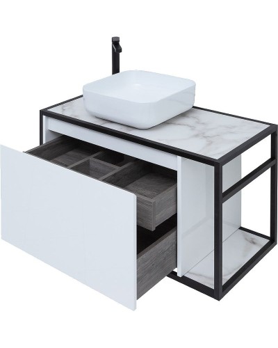 Тумба под раковину Aquanet Nova Lite Loft 90L 261652 подвесная Белый глянец