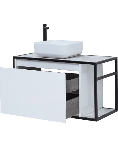 Тумба под раковину Aquanet Nova Lite Loft 90L 261652 подвесная Белый глянец