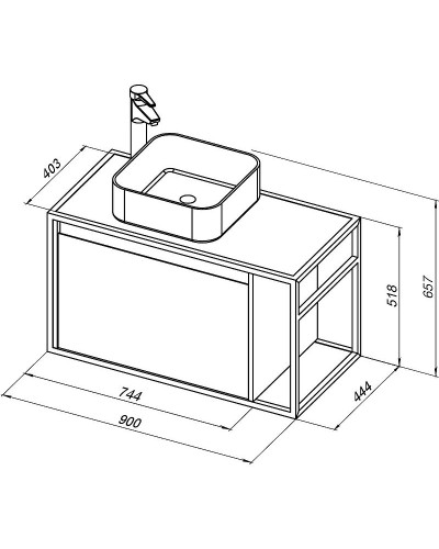 Тумба под раковину Aquanet Nova Lite Loft 90L 261652 подвесная Белый глянец