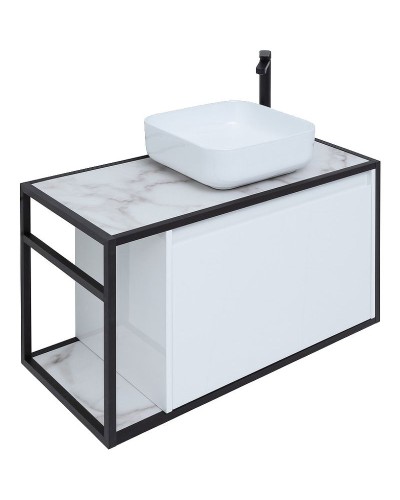 Тумба под раковину Aquanet Nova Lite Loft 90R 261651 подвесная Белый глянец