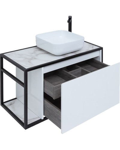 Тумба под раковину Aquanet Nova Lite Loft 90R 261651 подвесная Белый глянец