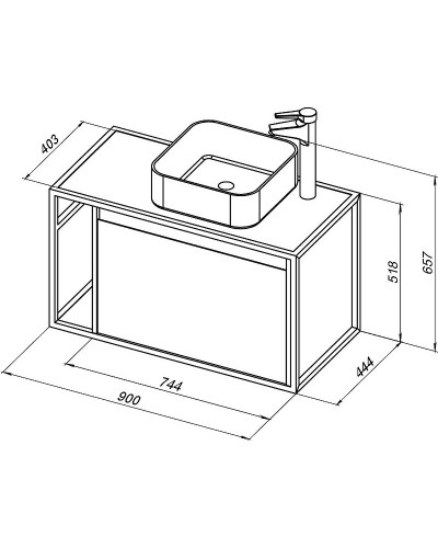 Тумба под раковину Aquanet Nova Lite Loft 90R 261651 подвесная Белый глянец