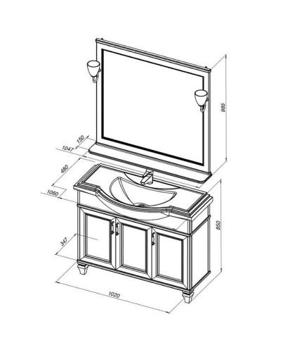 Тумба под раковину Aquanet Валенса 105 252282 Белая матовая