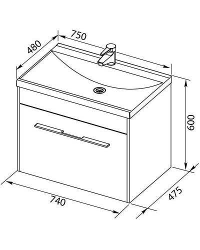 Тумба с раковиной Aquanet Августа 75 225439 подвесная Белая
