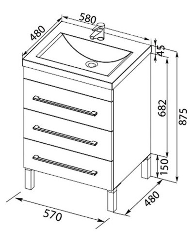 Тумба с раковиной Aquanet Верона 58 212876 Белая