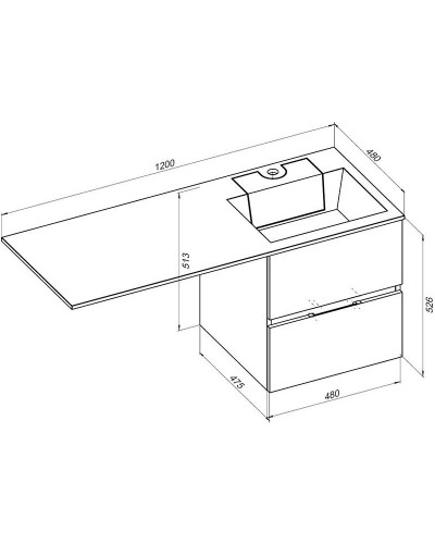 Тумба под раковину Aquanet Алвита 120 R 243661 подвесная Капучино