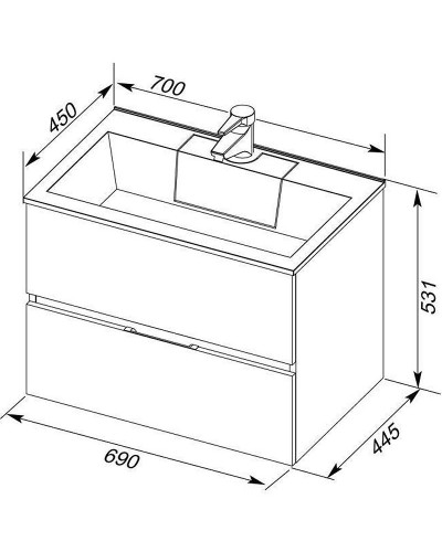 Тумба под раковину Aquanet Алвита 70 184302 подвесная Белая