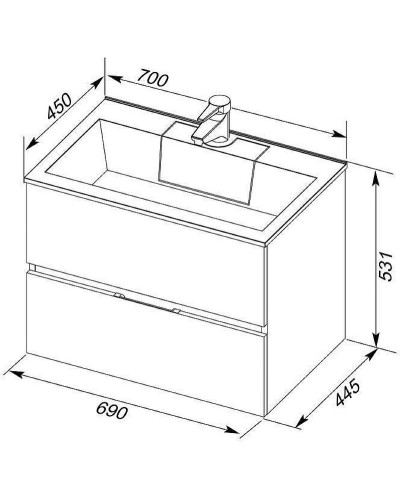 Тумба под раковину Aquanet Алвита 70 183992 подвесная Серый антрацит