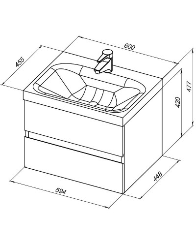 Тумба под раковину Aquanet Беркли 60 254289 подвесная Белый Дуб рошелье