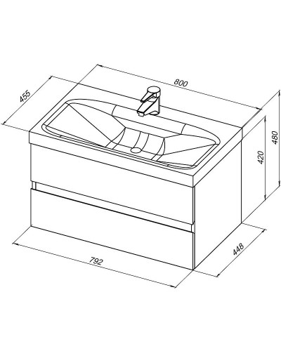 Тумба под раковину Aquanet Беркли 80 254290 подвесная Белый Дуб рошелье