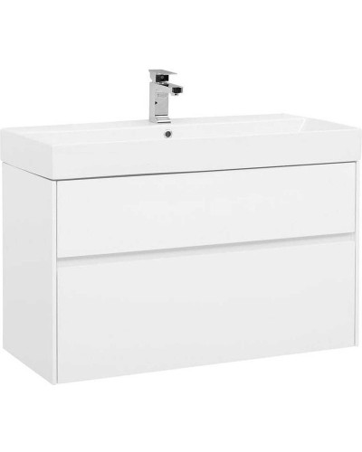 Тумба с раковиной Aquanet Бруклин 100 212599 подвесная Белая