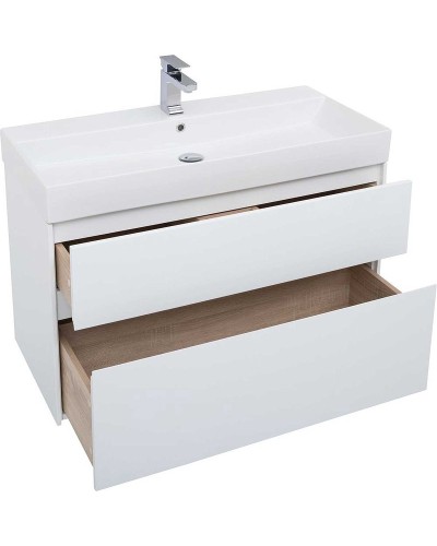 Тумба с раковиной Aquanet Бруклин 100 212599 подвесная Белая