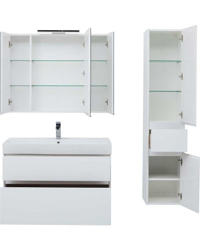 Тумба с раковиной Aquanet Бруклин 100 212599 подвесная Белая