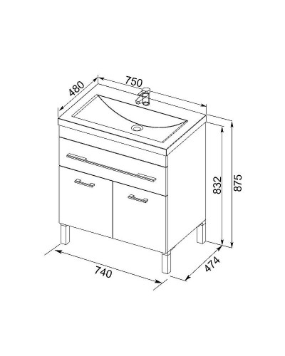 Тумба с раковиной Aquanet Верона 75 213031 Белая