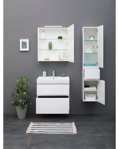 Тумба с раковиной Aquanet Бруклин 70 212597 подвесная Белая