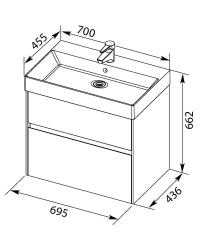 Тумба с раковиной Aquanet Бруклин 70 212597 подвесная Белая