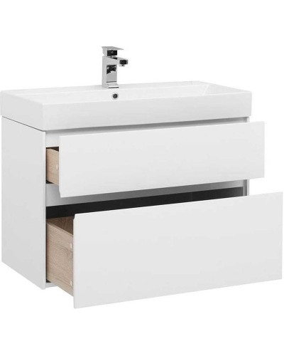 Тумба с раковиной Aquanet Бруклин 85 212598 подвесная Белая