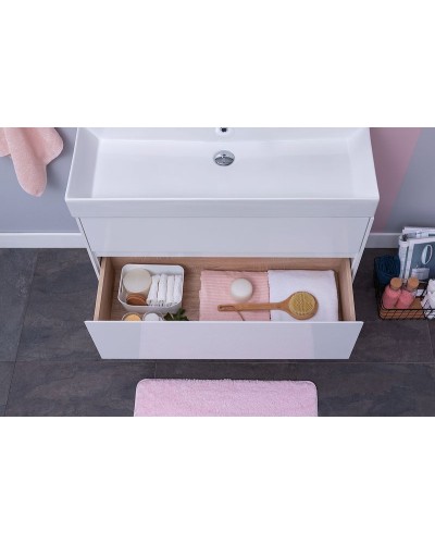 Тумба с раковиной Aquanet Бруклин 85 212598 подвесная Белая
